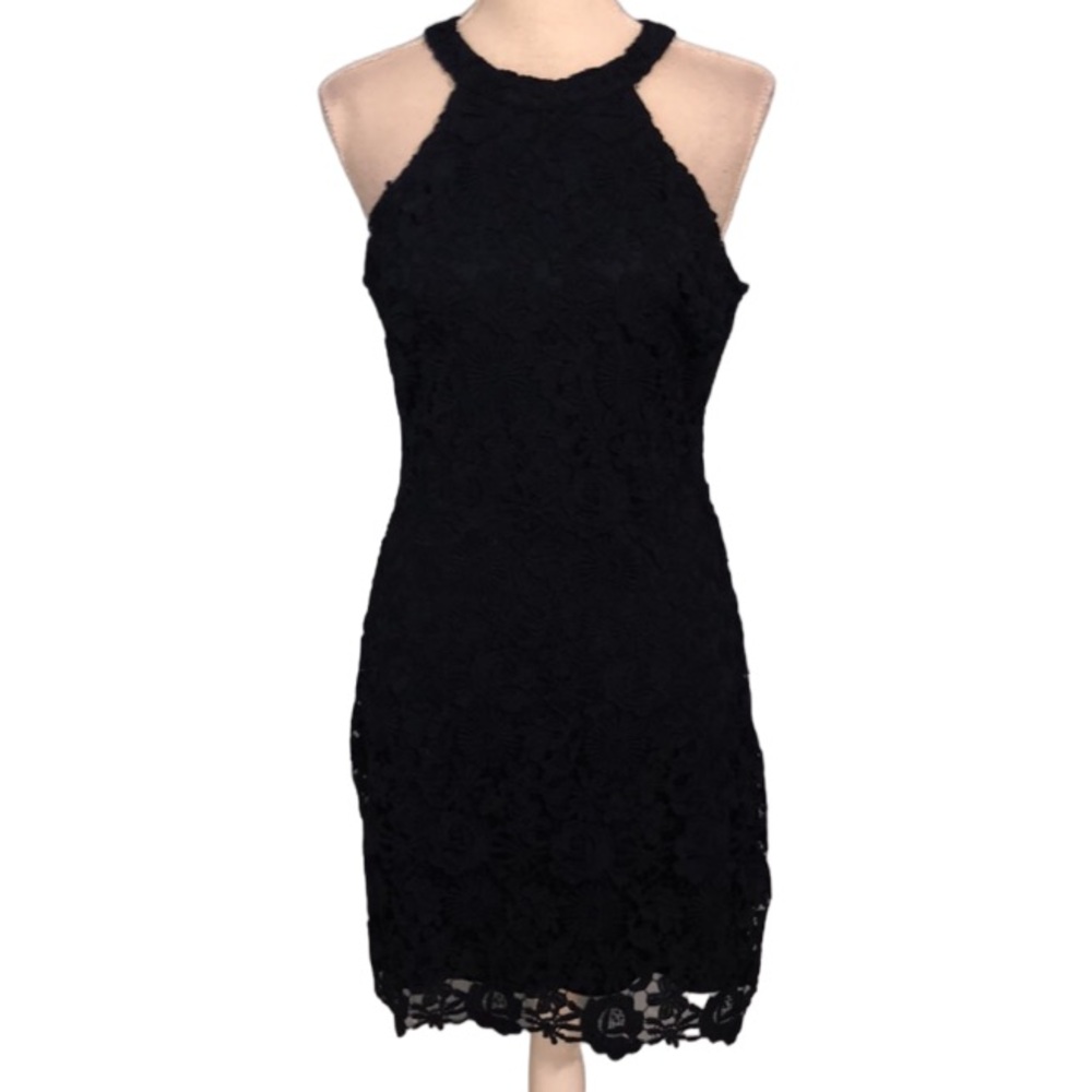 Lulus Love Poem navy blue lace mini dress